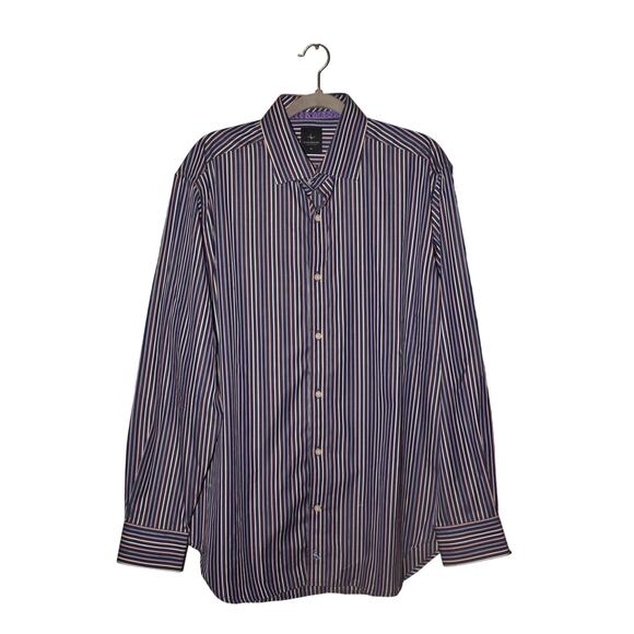TAILORBYRD $118 Blue Multi-Stripe Long Sleeve Button Down Shirt Men's XL - Picture 1 of 4